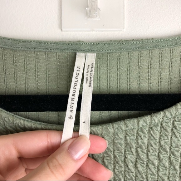 ANTHROPOLOGIE Green Arya Textured Puff Sleeve Top - Picture 5 of 8